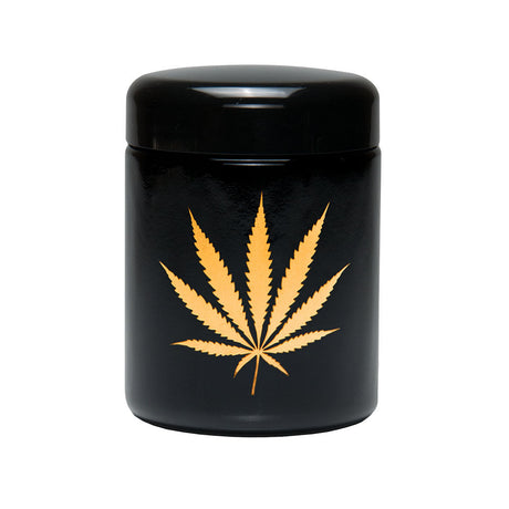 420 Science UV Screw Top Jar with Gold Leaf Design, Amber & Black Borosilicate Glass, Portable