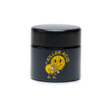 420 Science UV Screw Top Jar 1/4 oz - Black with 'Miles of Smiles' design, UV protection, front view