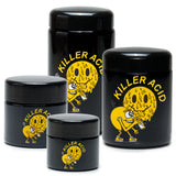420 Science UV Screw Top Jars in various sizes with Killer Acid design, front view on white background