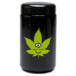 420 Science UV Screw Top Jar in black with Toke Face design, portable stash storage for herbs