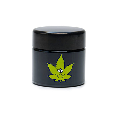 420 Science UV Screw Top Jar with Toke Face design, compact and portable, front view on white background