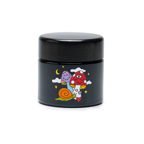 420 Science UV Screw Top Jar featuring a Cosmic Mushroom design, compact and portable for dry herbs