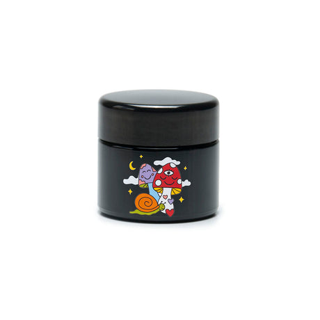 420 Science UV Screw Top Jar featuring Woke Cosmic Mushroom design, compact and portable for dry herbs