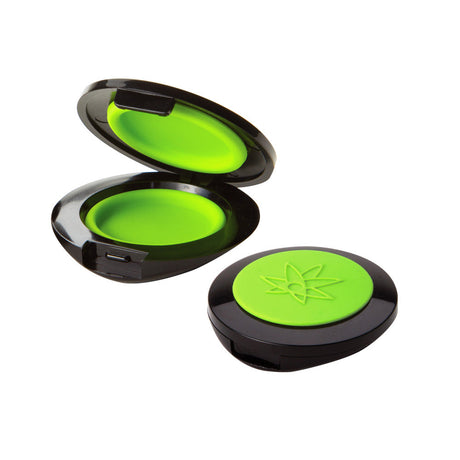 420 Science Wax Wallet in black and green, compact silicone oil & wax storage, open view