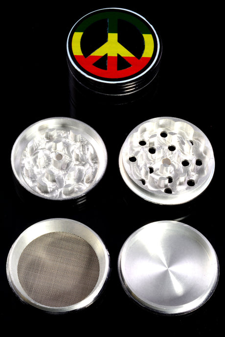 Black Aluminum 4-Part Metal Herb Grinder “Sticker Stack” – 2¼″