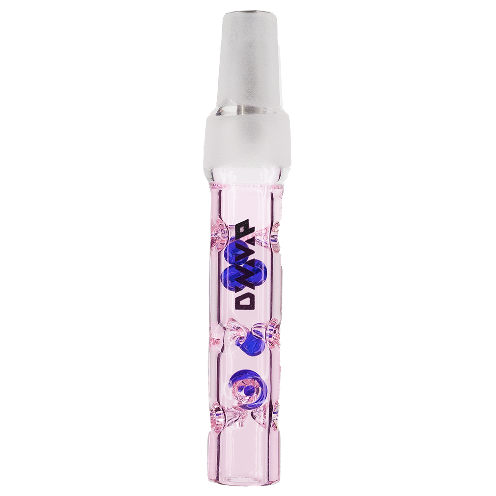 DynaVap BB6 Midsection in Pink, Front View, Glass Vaporizer Accessory with Blue Accents