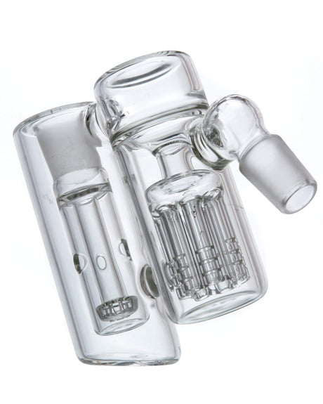 45° Showerhead to Tree Perc Dual Chamber Ashcatcher in Clear Glass, Side View