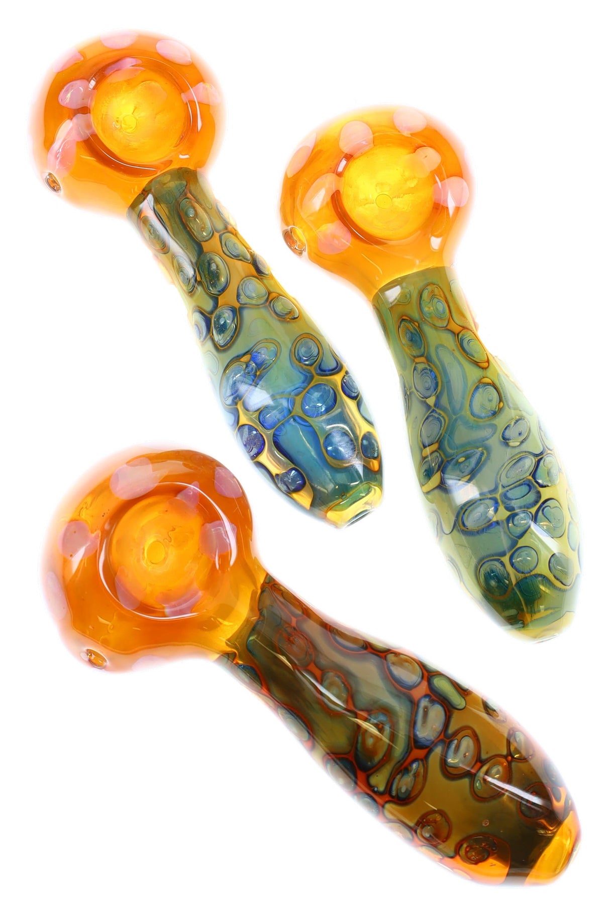 Gold Fumed Bubbles Glass Spoon Pipe “Sunspot Drift” – 5″ – Assorted Colors