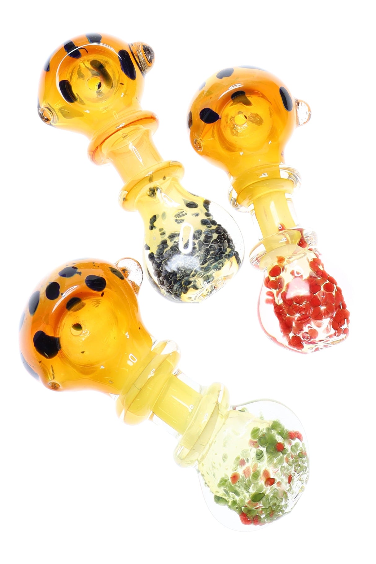 Gold Fumed Frit-Dot Rings Glass Hand Pipe “Confetti Grip” – 4″ – Assorted Colors