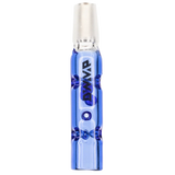 DynaVap BB3 glass stem midsection in Blue, shown from the front with the blue glass beads visible inside.