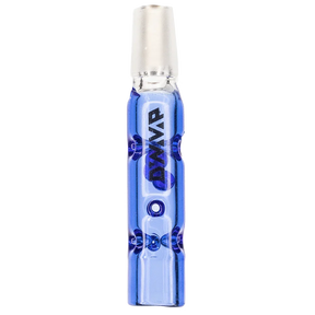 DynaVap BB3 glass stem midsection in Blue, shown from the front with the blue glass beads visible inside.