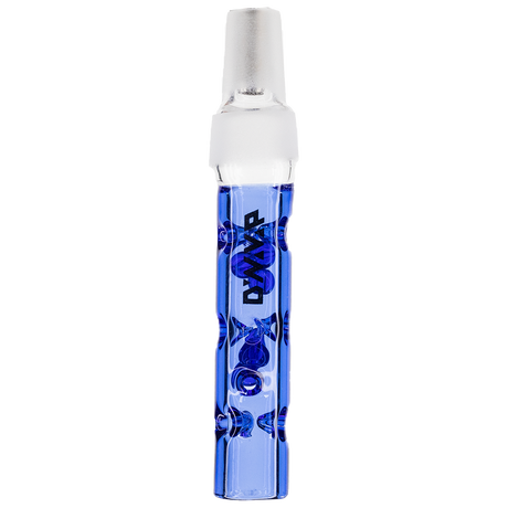 DynaVap BB6 Midsection vaporizer part in blue, clear glass with condenser, front view