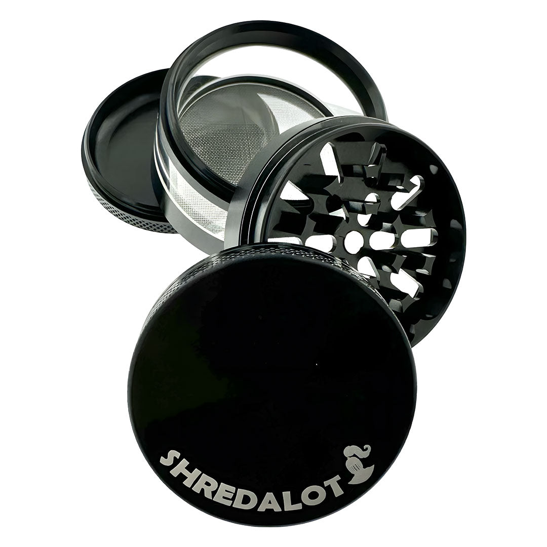 Sir Shredalot 4-Part Modular Grinder with Kief Catcher - Top & Open View