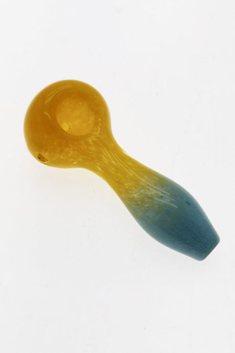 Thick Ass Glass 4" Spoon Pipe with Multicolor Frit, Carb Hole on Left, Top View