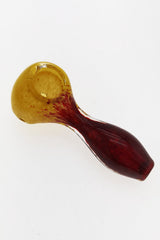 Thick Ass Glass 4" Spoon Pipe in Red/Yellow with Multi-Color Frit, Left Side Carb Hole, for Dry Herbs