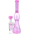 AFM 18" UFO Pink Glass Beaker Bong Bundle with Clear Glass Accents, Front View