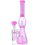 AFM 18" UFO Pink Glass Beaker Bong Bundle with Clear Glass Accents, Front View