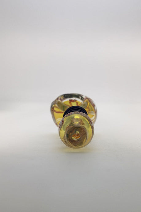 Thick Ass Glass 4.25" Spoon Pipe with Ribbon & Rod Wrap, Carb Hole on Left, Front View