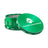 Kozo 4 inch four-piece anodized aluminum grinder in green, lid tilted open beside the toothed grinding chamber