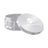 Kozo 4 inch four-piece anodized aluminum grinder in silver, lid tilted open beside the toothed grinding chamber