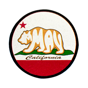 5" Moodmats California Flag Bear Rubber Dab Mat, USA-made, small size, top view on white background