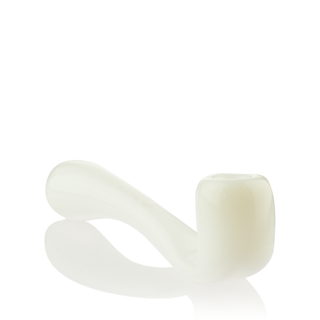 MAV Glass 5" Sherlock Hand Pipe in Opaque White - Angled Side View
