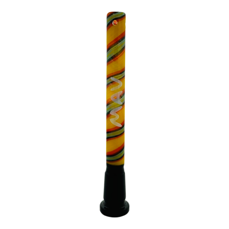 MAV Glass 5" Swirly Wig Wag Downstem with Barber Pole Colors and 4 Hole Filtration, Front View