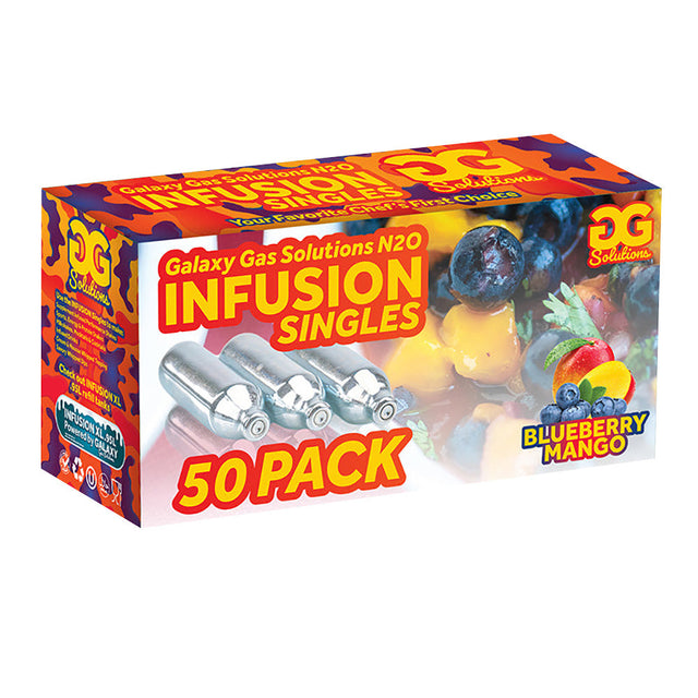 Galaxy Gas Solutions N2O Infusion Singles, 50PC Box of Steel Cream Chargers
