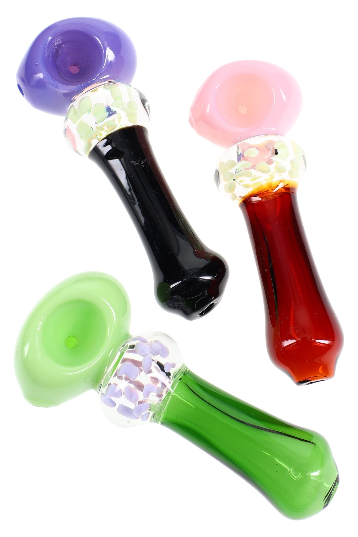 Neon Dot Glass Spoon Pipe “Confetti Crown” – 5″ – Assorted Colors