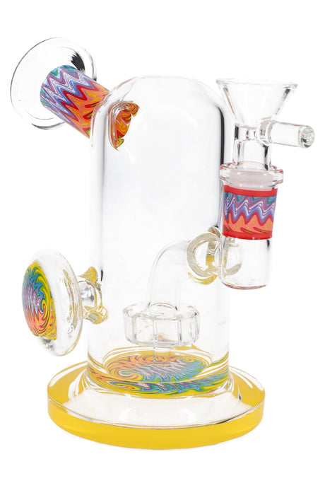 Reverse Stemless Glass Mini Bong “Ripple Swirl” – Showerhead Perc – 5″