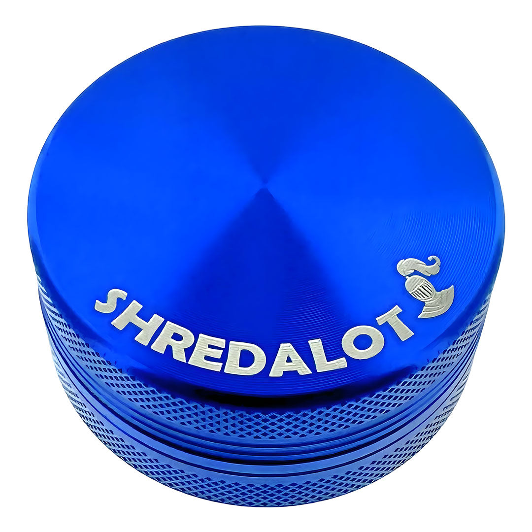 Sir Shredalot 2-Part Grinder in Blue - Top View with Textured Grip