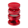 Cali Crusher O.G. 2.5" Red 4-Piece Grinder front view, ideal for dry herbs, with textured grip