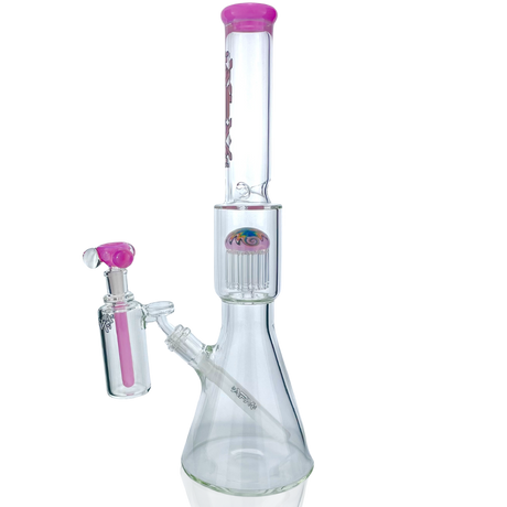 18" AFM Reversal Pink Glass Beaker Bong with AshCatcher and Downstem, Front View