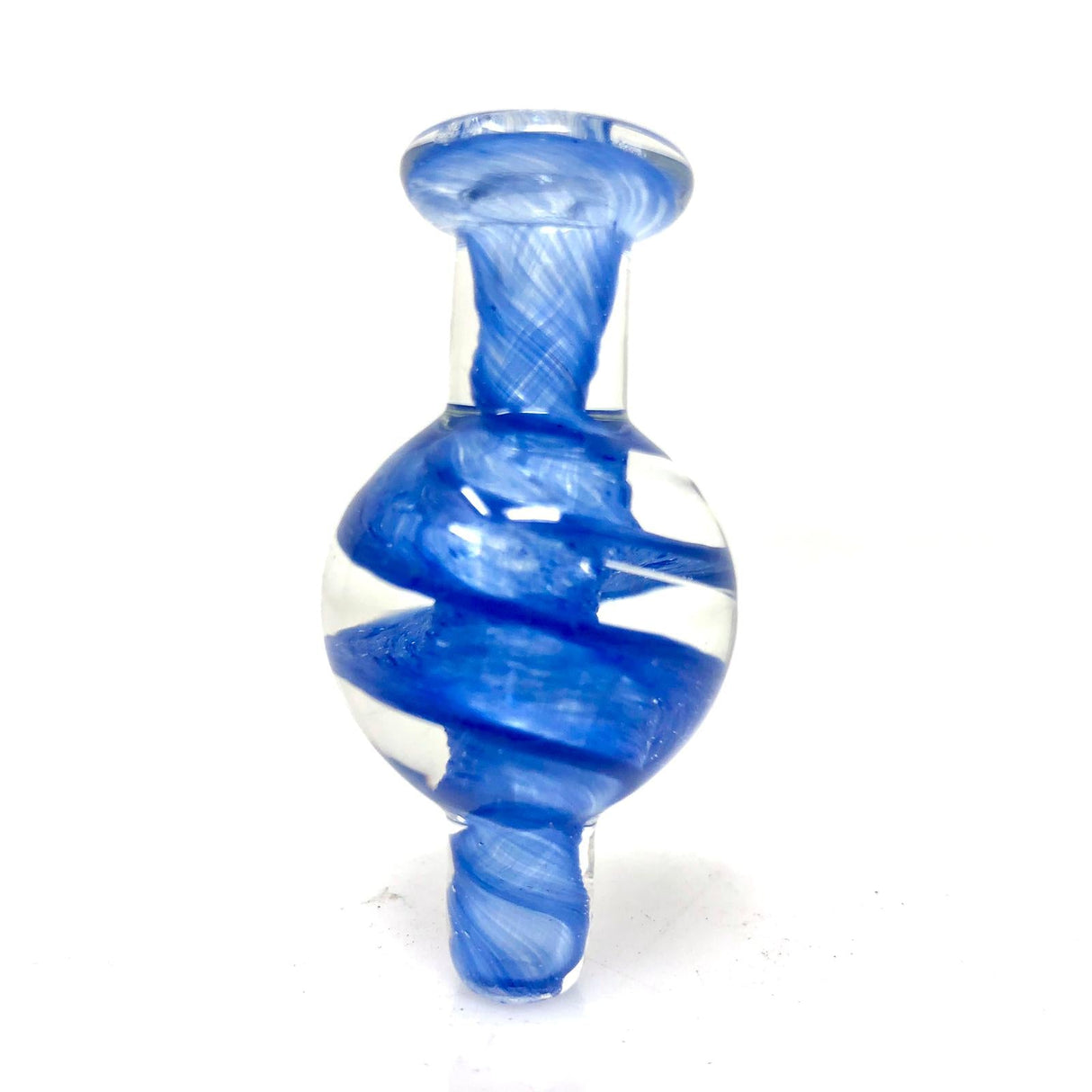 AFM Spiral Airflow Carb Cap in blue, enhancing dab rig efficiency, front view on white background