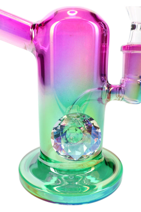 Multicolor Metallic Glass Mini Bong “Gem Glow” – Showerhead Perc – 5″