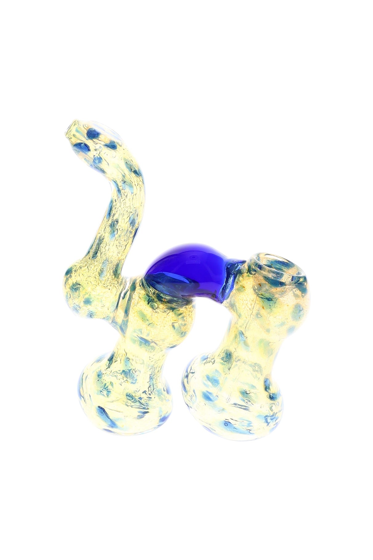 Color-Changing Dotted Double-Chamber Sherlock Bubbler “Blue Bridge” – 7″