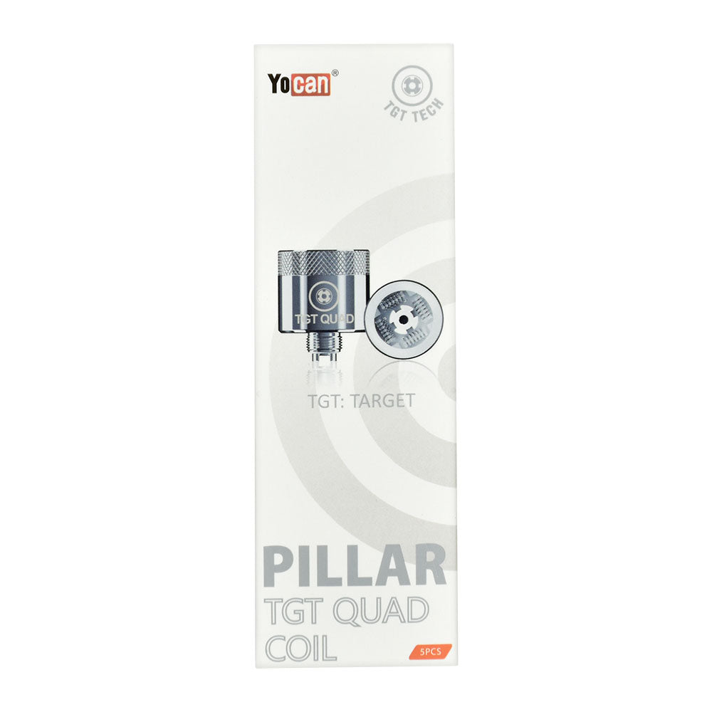 Yocan Pillar TGT Quad Coil 5-Pack for Dab Rigs, front view on white background