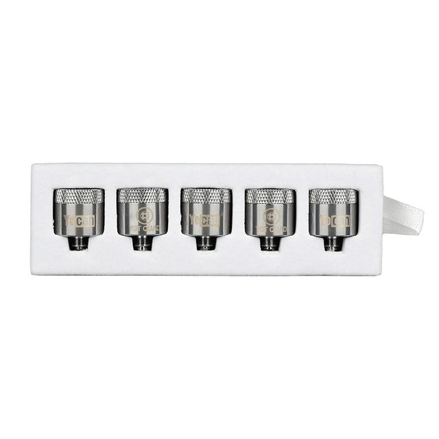 5PC BOX - Yocan Pillar Replacement TGT Quad Coil set, silver, front view on white background