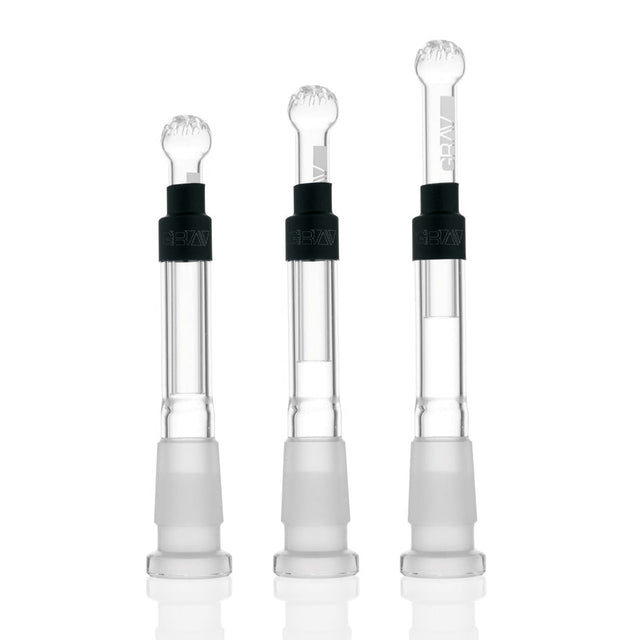 GRAV Labs Adjustable Downstems set of 5, 4.75" 19mm to 14mm, front view on white background