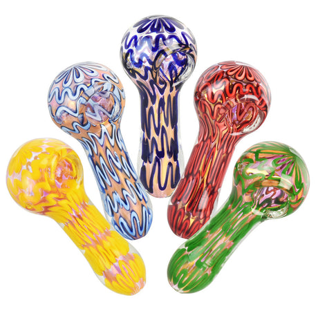 Pulsar Groovy Galore Spoon Pipes, 4" Borosilicate Glass, Assorted Colors, Top View
