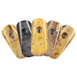 5PC Set of Smooth Flow Stone Pipes, 3.25" length, in various earth tones, front view