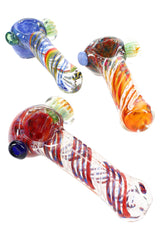 Silver Fumed Frit Glass Hammer Pipe “Petal Puncher” – 4½″ – Assorted Colors