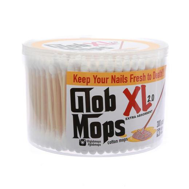 Glob Mops XL 2.0 extra absorbent cotton swabs in clear container - front view