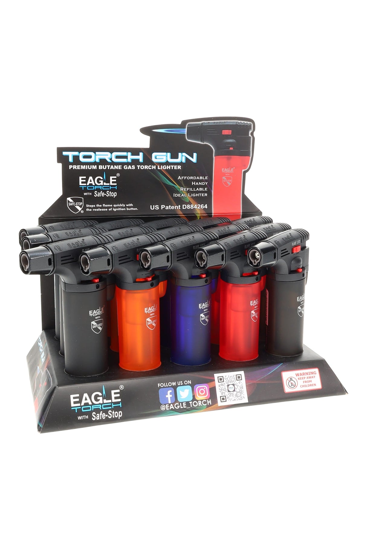 Eagle Torch Gun Lighter Display – 15-Pack
