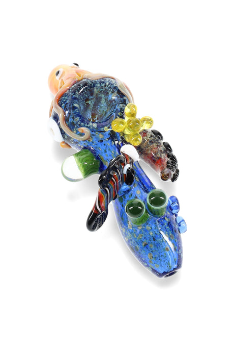 Frit Ocean-Life Glass Hand Pipe “Reef Critters” – 4″ – Assorted Colors