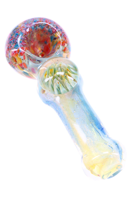 Silver Fumed Frit Floral Marble Spoon “Bloomstone” – 5″ – Assorted Colors