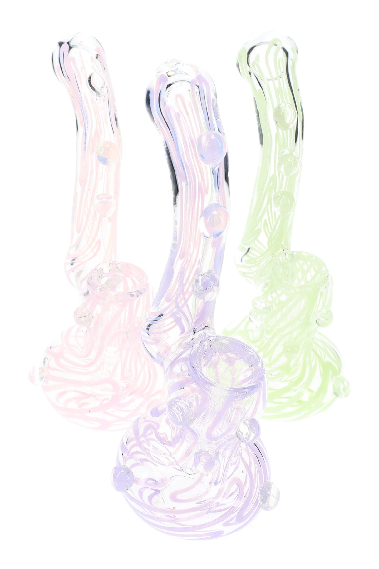 Glass Squiggle Sherlock Bubbler “Neon Noodle” – 6½″ – Assorted Colors