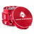Kozo 2 inch aircraft-grade aluminum grinder in red, angled view with the lid tilted open and logo visible