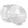Kozo 2 inch aircraft-grade aluminum grinder in silver, angled view with the lid tilted open and logo visible