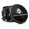 Kozo 2.5 inch aircraft-grade aluminum grinder in black, angled view with the lid tilted open and logo visible